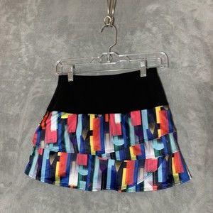 Lucky in Love Skort Women XS Skirt Tennis Golf Pickle Colorful Striped Tiered